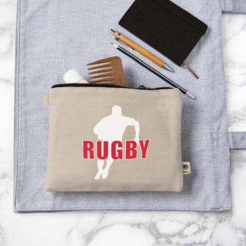 Bold Rugby Action Silhouette - Hemp Carry All Pouch