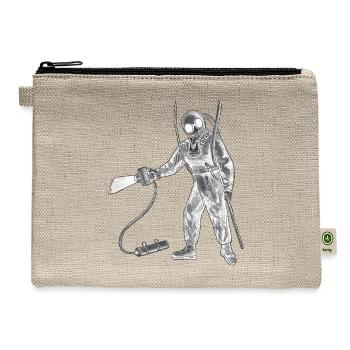 Vintage Diver with Helmet and an Underwater Lamp - Hemp Carry All Pouch - natural - Front