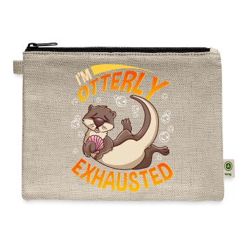 Funny I m Otterly Exhausted Sea Otter Pun - Hemp Carry All Pouch - natural - Front
