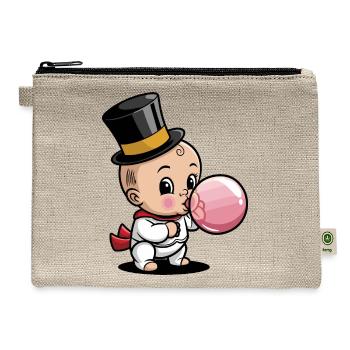 Baby New Year Blowing a Bubblegum Bubble - Hemp Carry All Pouch - natural - Front