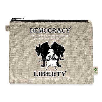 Political Liberty Vs Democracy Lamb Two Wolves Nov - Hemp Carry All Pouch - natural - Front