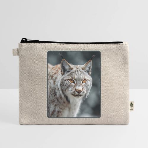 Lynx Portrait Piercing Eyes Design - Hemp Carry All Pouch