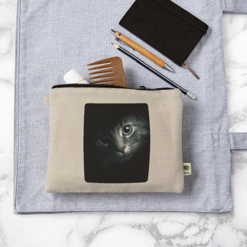 Cat Face in Shadow Close-Up Design - Hemp Carry All Pouch