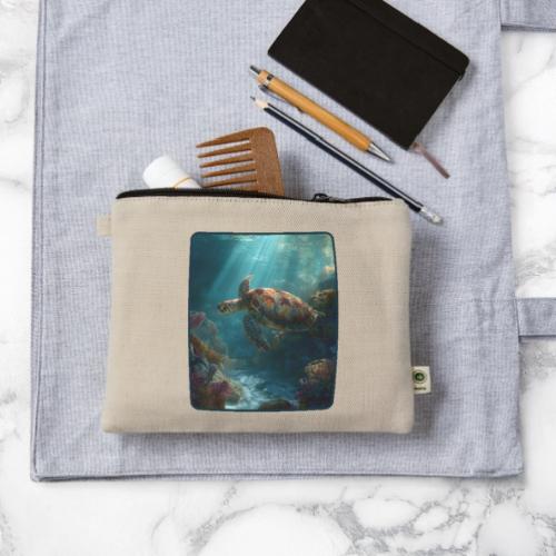 Sea Turtle Coral Reef Design - Hemp Carry All Pouch