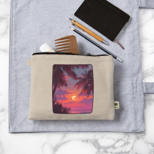 Tropical Sunset Palm Silhouette Design - Hemp Carry All Pouch