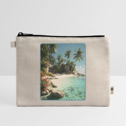 Serene Tropical Beach Floral Design - Hemp Carry All Pouch