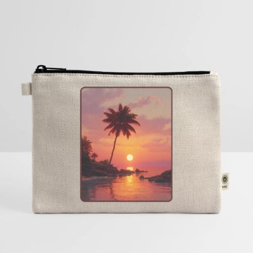 Tropical Beach Sunset Palm Design - Hemp Carry All Pouch