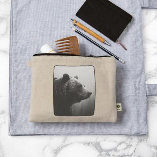 Grizzly Bear Black White Portrait Design - Hemp Carry All Pouch