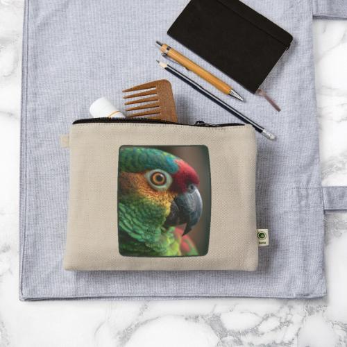 Colorful Parrot Close-Up Design - Hemp Carry All Pouch