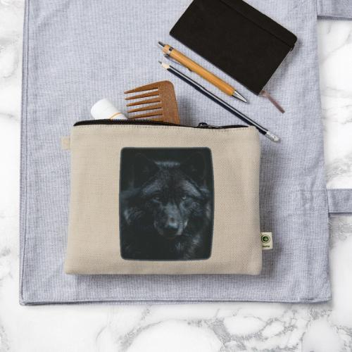 Black Wolf Intense Eyes Portrait Design - Hemp Carry All Pouch