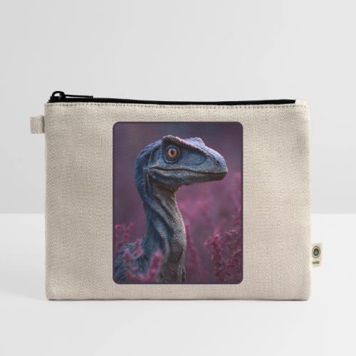 Blue Velociraptor Portrait Design - Hemp Carry All Pouch