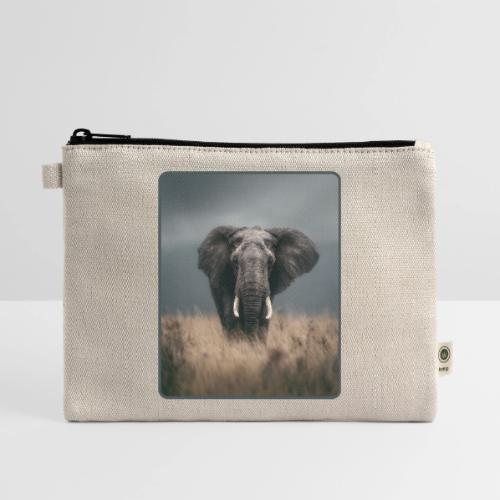 Majestic African Elephant Portrait Design - Hemp Carry All Pouch