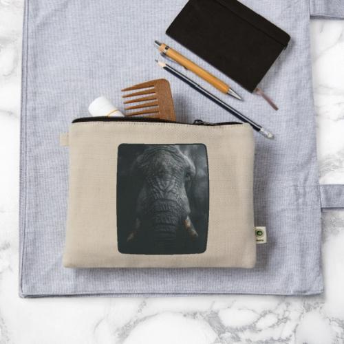 Shadow Elephant Intense Eyes Design - Hemp Carry All Pouch