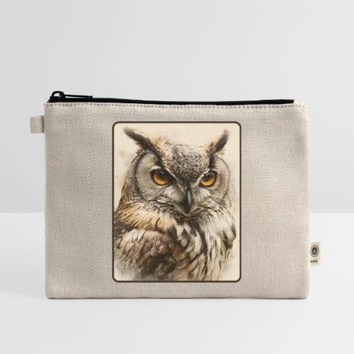 Great Horned Owl Watercolor Design - Hemp Carry All Pouch
