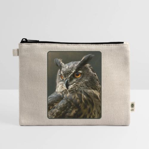 Eurasian Eagle Owl Portrait Design - Hemp Carry All Pouch