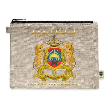 Morocco Crest: Coat of Arms Moroccan Emblem  - Hemp Carry All Pouch - natural - Front