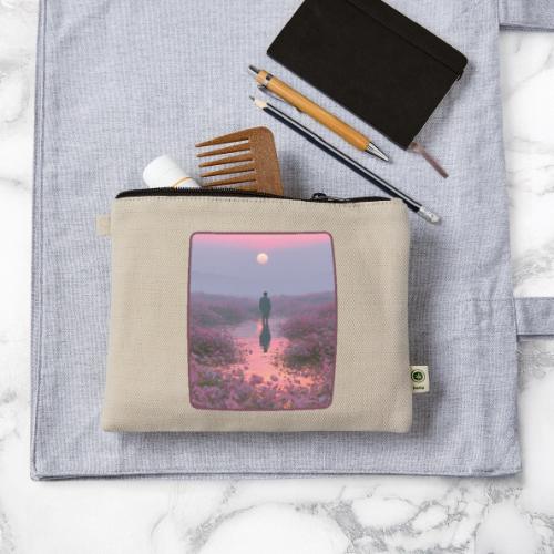 Ethereal Sunset Flower Field Art - Hemp Carry All Pouch