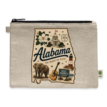 Vintage Alabama State Pride Illustrated Sticker - Hemp Carry All Pouch - natural - Front