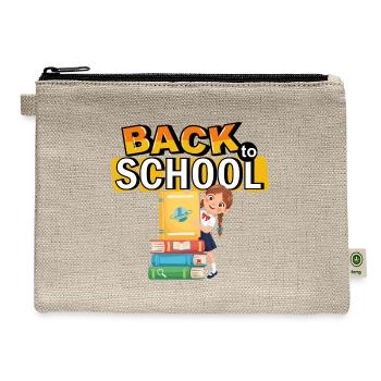 Back to School Bookstack Hero - Hemp Carry All Pouch - natural - Front