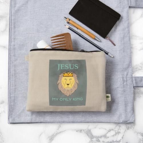 Jesus My Only KIng w background - Hemp Carry All Pouch