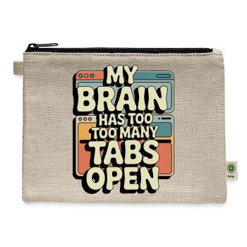 My Brain Has Too Many Tabs Open Retro Computer Tee - Hemp Carry All Pouch - natural - Front