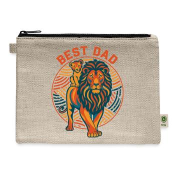 Best Dad Lion with Cub Retro Emblem - Hemp Carry All Pouch - natural - Front