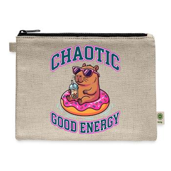 Chaotic Good Energy Capybara Donut Boba Summer - Hemp Carry All Pouch - natural - Front