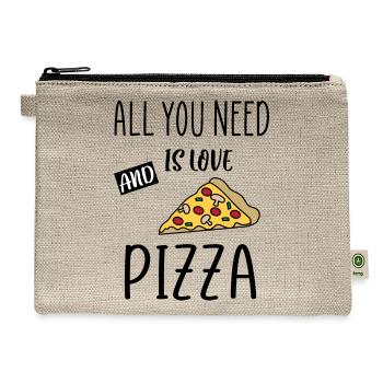 Pizza love quote - Hemp Carry All Pouch - natural - Front