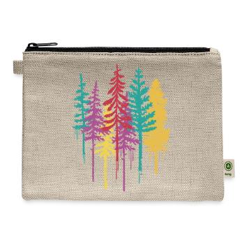 Pine Forest Nature Colorful Trees - Hemp Carry All Pouch - natural - Front