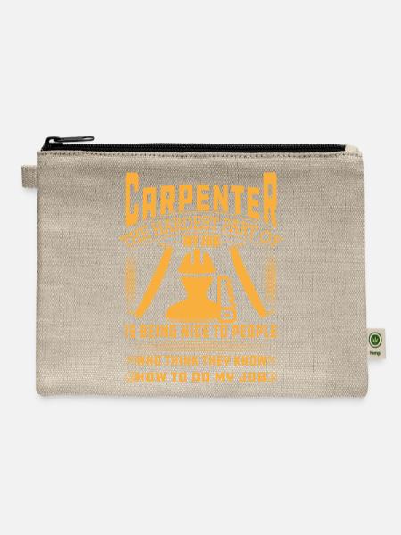 Funny Carpenter Saying Carpenter The Hardest Part - Hemp Carry All Pouch - natural