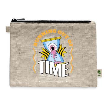 Running Out of Time - Bold Eye-Popping Hourglass - Hemp Carry All Pouch - natural - Front