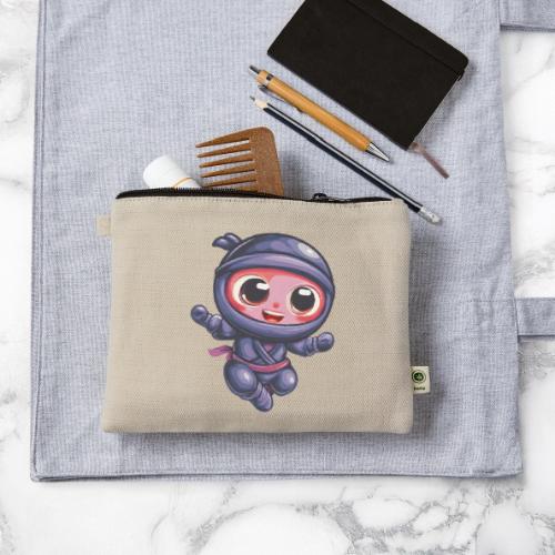 Joyful Cartoon Baby Ninja Jumping in Action - Hemp Carry All Pouch