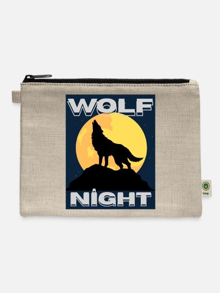 Wolf Night - Hemp Carry All Pouch - natural