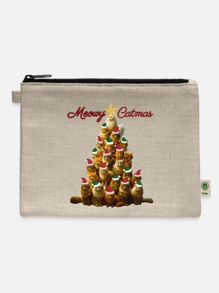 Meowy Catmas - Hemp Carry All Pouch - natural