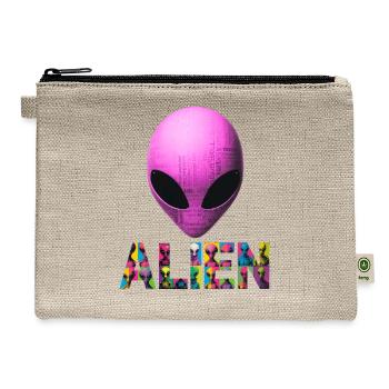 Neon Alien Word Mosaic - Hemp Carry All Pouch - natural - Front