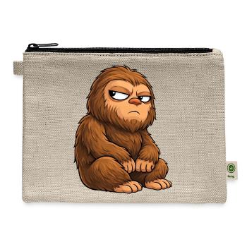 Funny Bigfoot Sasquatch monster cartoon humor - Hemp Carry All Pouch - natural - Front