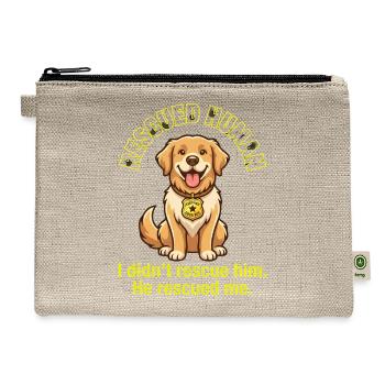 Rescued Human, He Rescued Me Dog Tee - Hemp Carry All Pouch - natural - Front