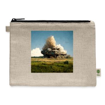 Russian tank blowing up bstract painting - Hemp Carry All Pouch - natural - Front