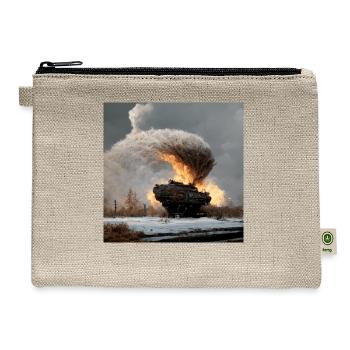 Russian tank blowing up bstract painting - Hemp Carry All Pouch - natural - Front