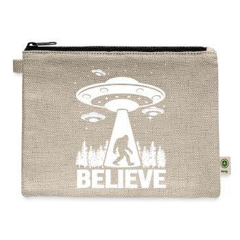 Alien Bigfoot UFO Abduction Sasquatch Gift - Hemp Carry All Pouch - natural - Front