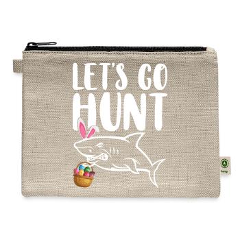 Let's Go Hunt Quotes Funny Bunny Easter Egg - Hemp Carry All Pouch - natural - Front