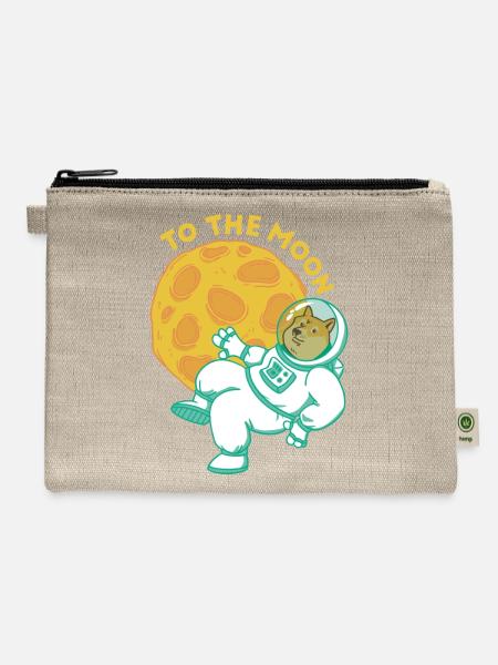 Dogecoin Astronaut - Hemp Carry All Pouch - natural