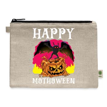 Happy Mothoween Halloween Mothman Folklore Creepy - Hemp Carry All Pouch - natural - Front