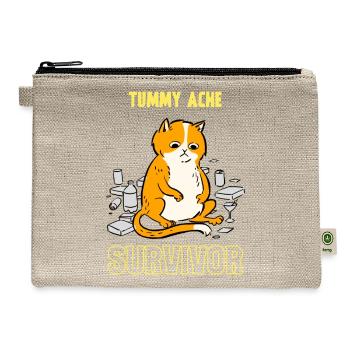 Tummy Ache Survivor Cat - Hemp Carry All Pouch - natural - Front
