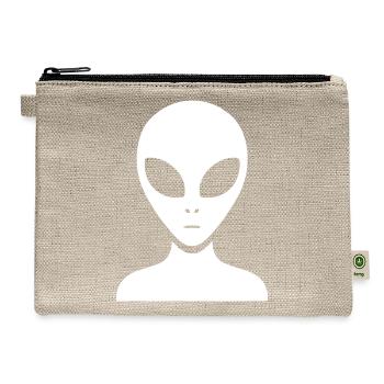 Minimalist alien portrait silhouette face - Hemp Carry All Pouch - natural - Front