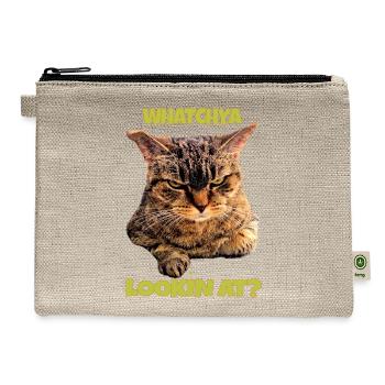 Whatchya Lookin At Cat - Hemp Carry All Pouch - natural - Front