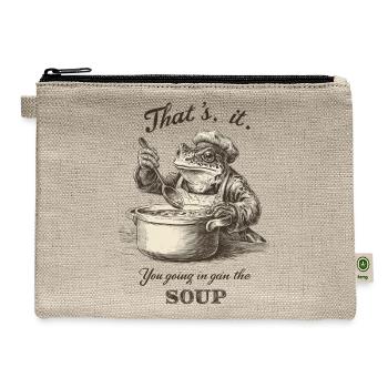 That's It You're Going in the Soup Frog Meme funny - Hemp Carry All Pouch - natural - Front