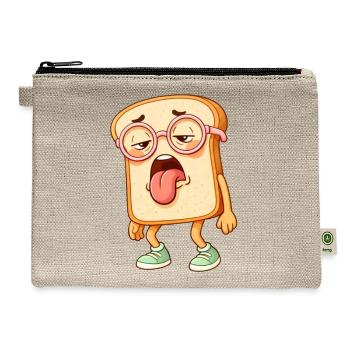 Tired Bread Tony – Funny Bread Cartoon - Hemp Carry All Pouch - natural - Front