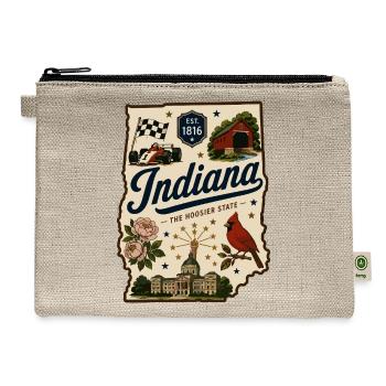 Indiana Hoosier State Vintage Travel Sticker - Hemp Carry All Pouch - natural - Front
