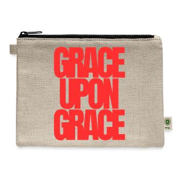 Abundant Grace Bold Red Scripture Typography Desig - Hemp Carry All Pouch - natural - Front